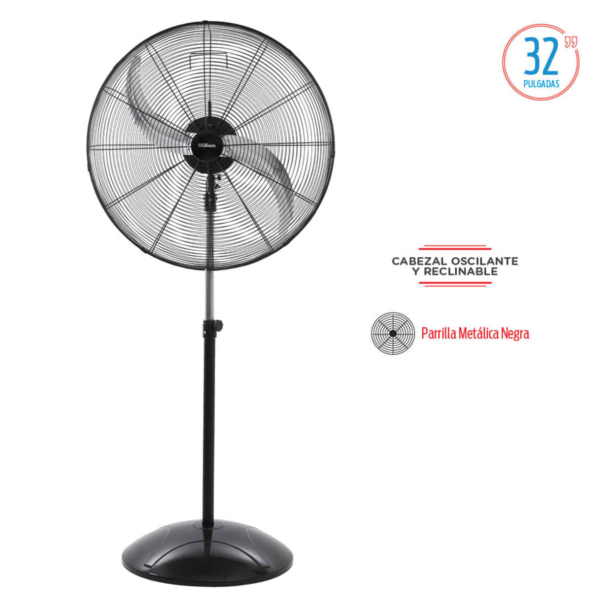 Ventilador De Pie Liliana Vpi32 Negro Con 2 Palas, 32  De Diámetro 220 v