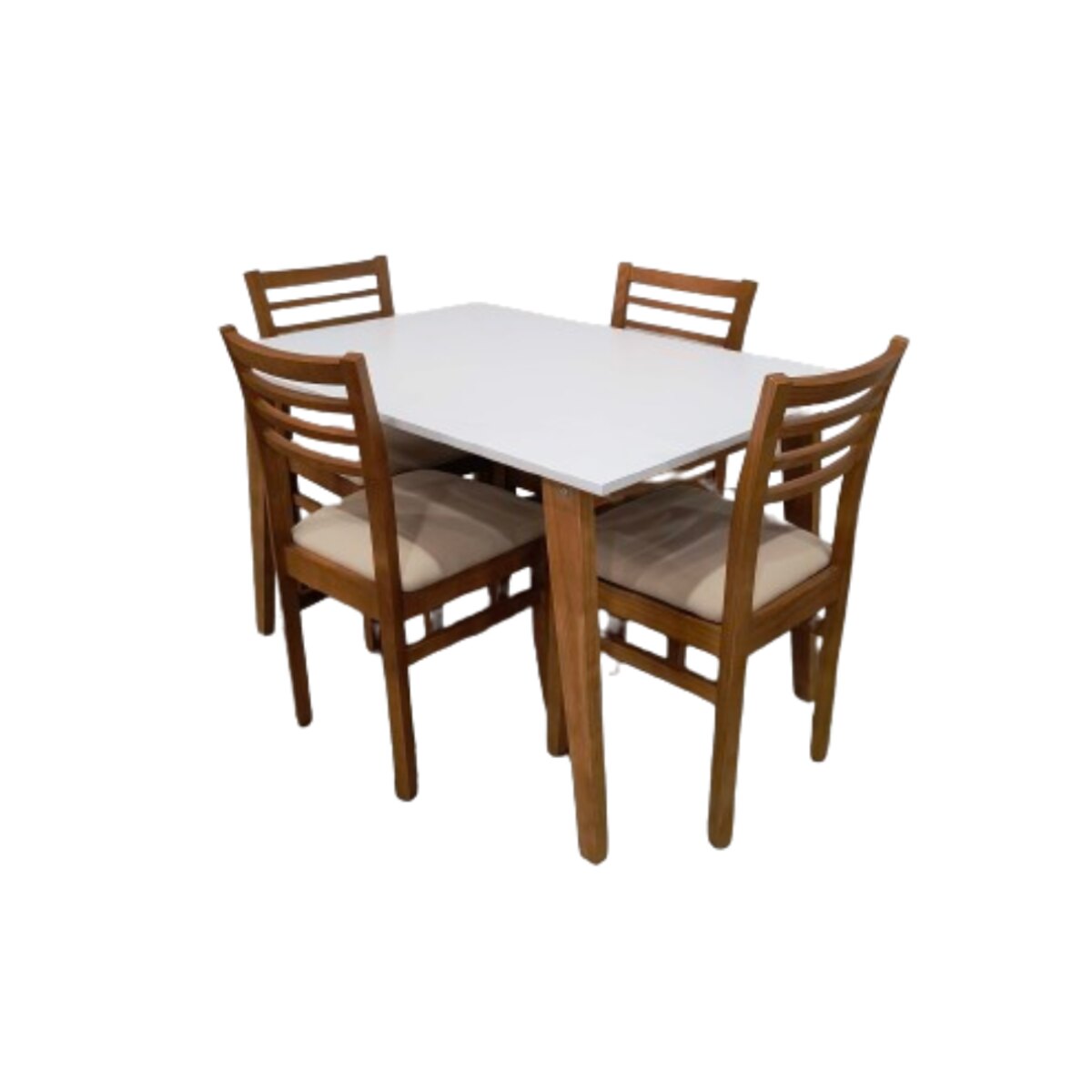 JUEGO COMEDOR ESCANDINAVO 130CM MESA BLANCA + 4 SILLAS CRUDO-2
