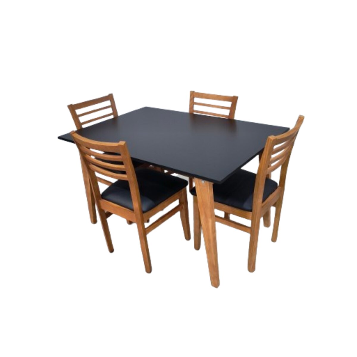JUEGO COMEDOR ESCANDINAVO 130CM MESA NEGRA + 4 SILLAS