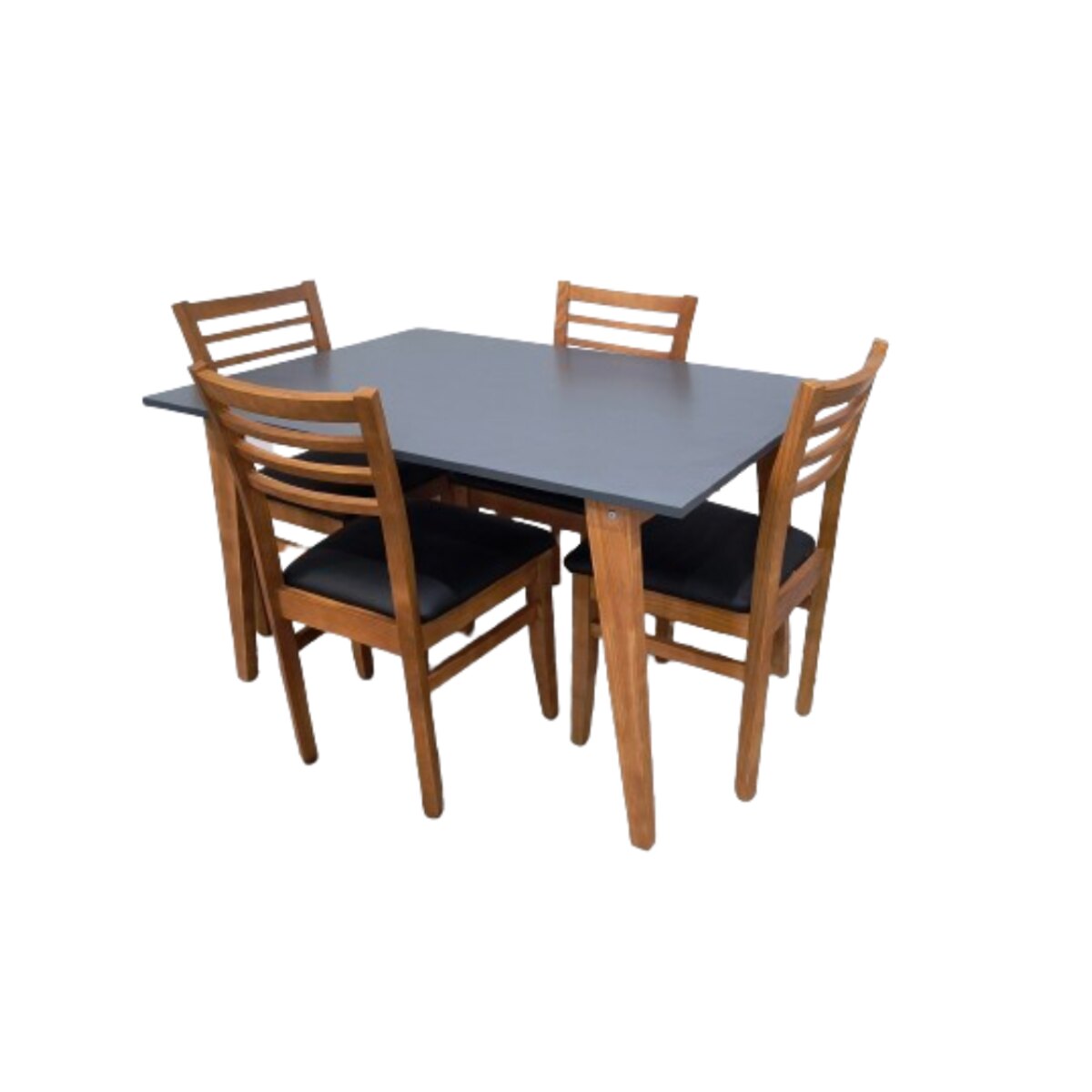 JUEGO COMEDOR ESCANDINAVO 130CM MESA GRIS  4 SILLAS negros