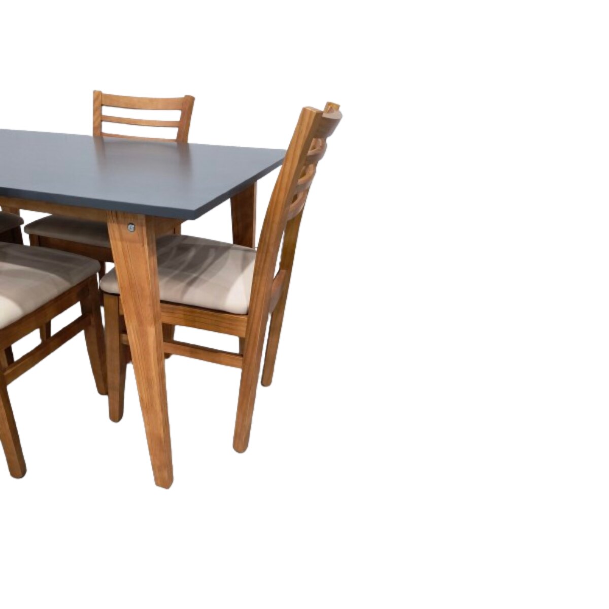 JUEGO COMEDOR ESCANDINAVO 130CM MESA GRIS + 4 SILLAS-1