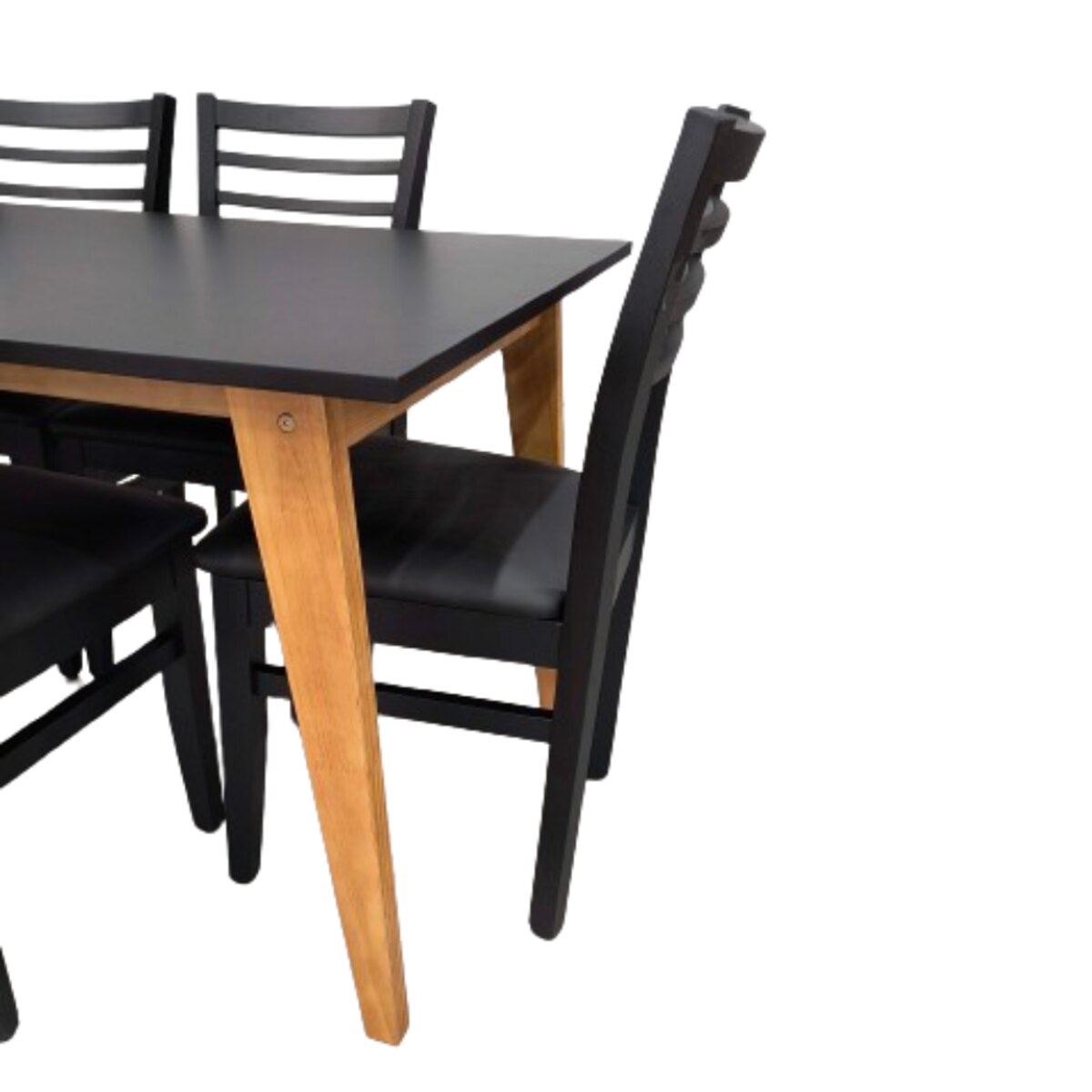 JUEGO COMEDOR ESCANDINAVO 160CM MESA + 6 SILLAS NEGRAS-1