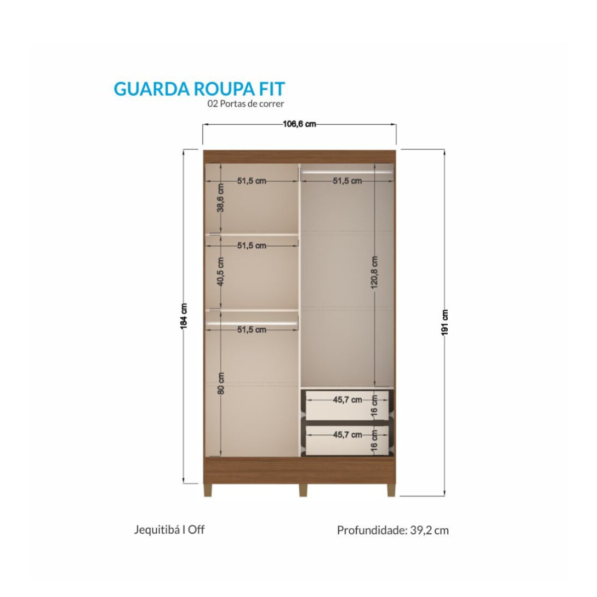Armario Ropero Fit 2 Puertas Santos Andirá Marrón-1