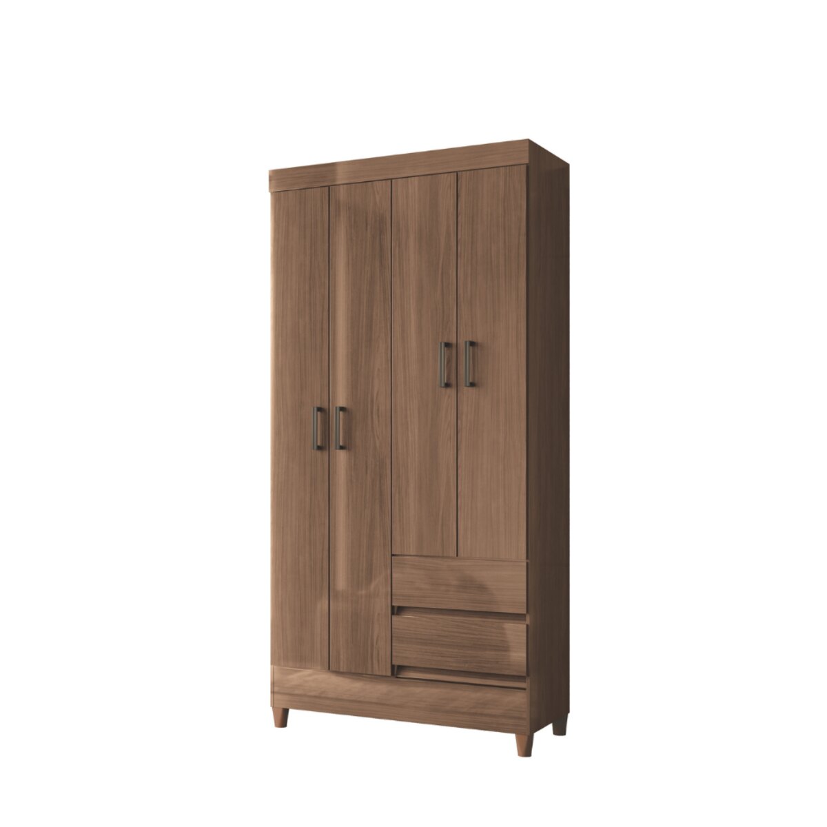 Placard individual con pies, 4 puertas y 2 cajones Jequitiba