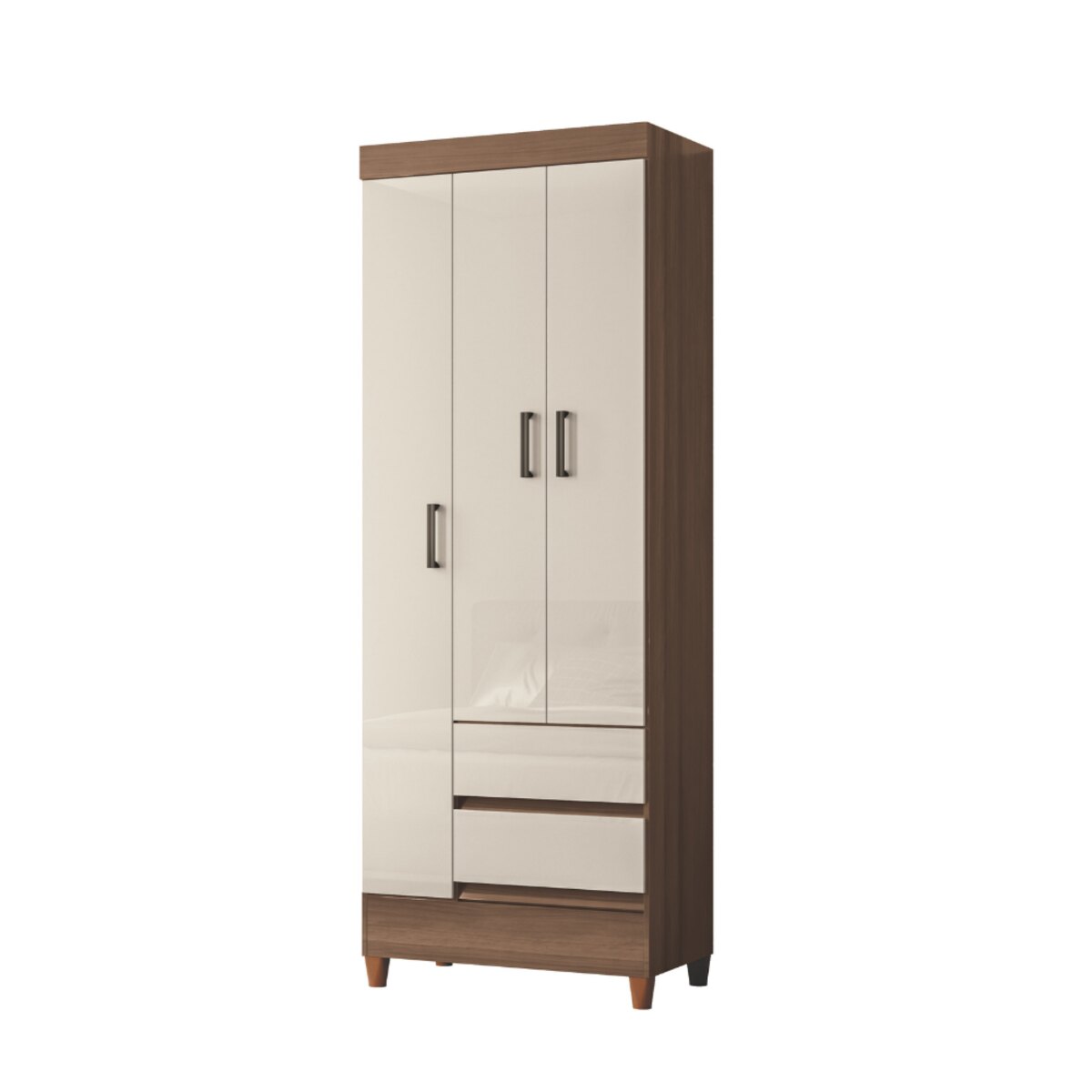 Placard de 3 puertas y 2 cajones Hyper Beige Santos Andira-1