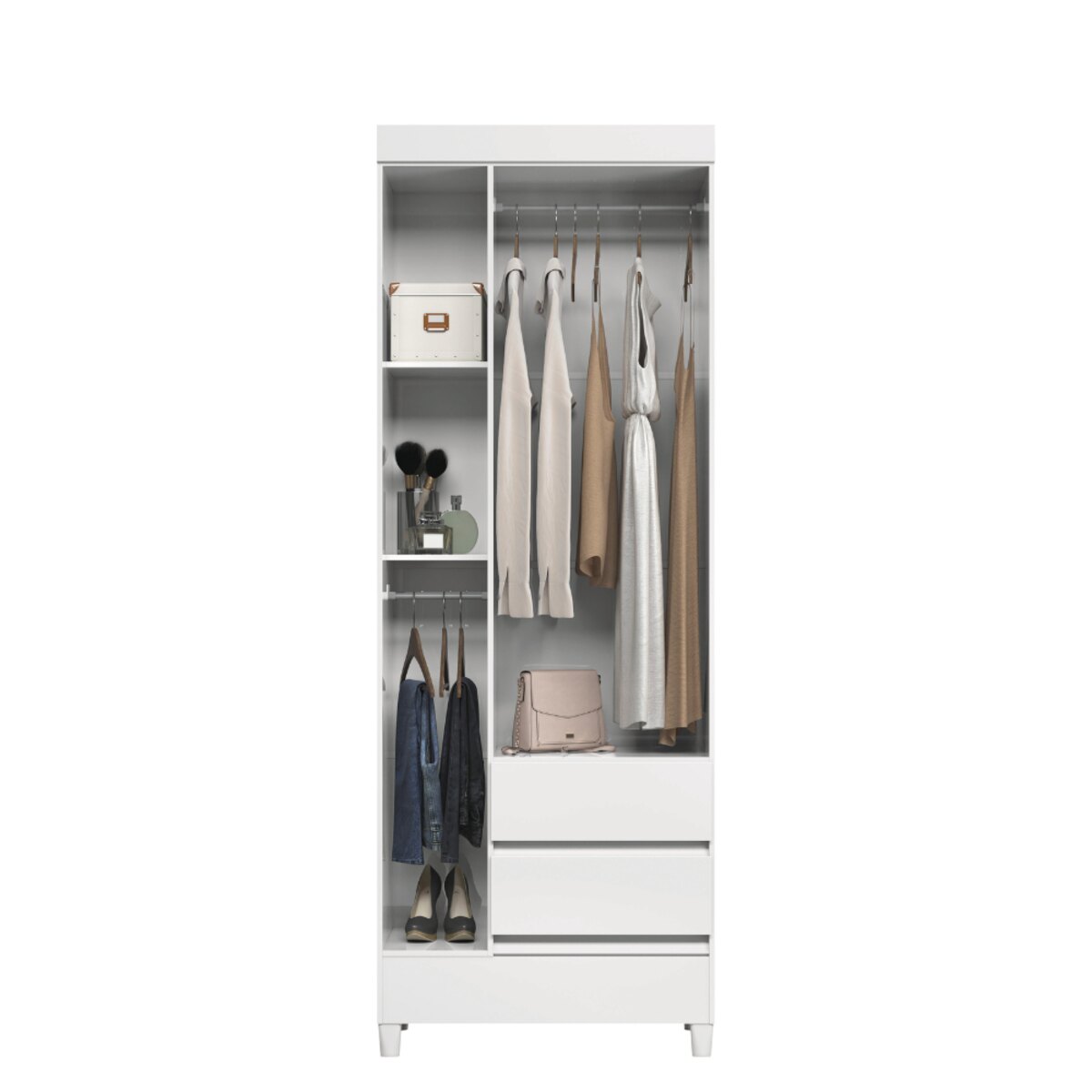 Placard Hyper Blanco con 3 puertas y 2 cajones Santos Andira-2