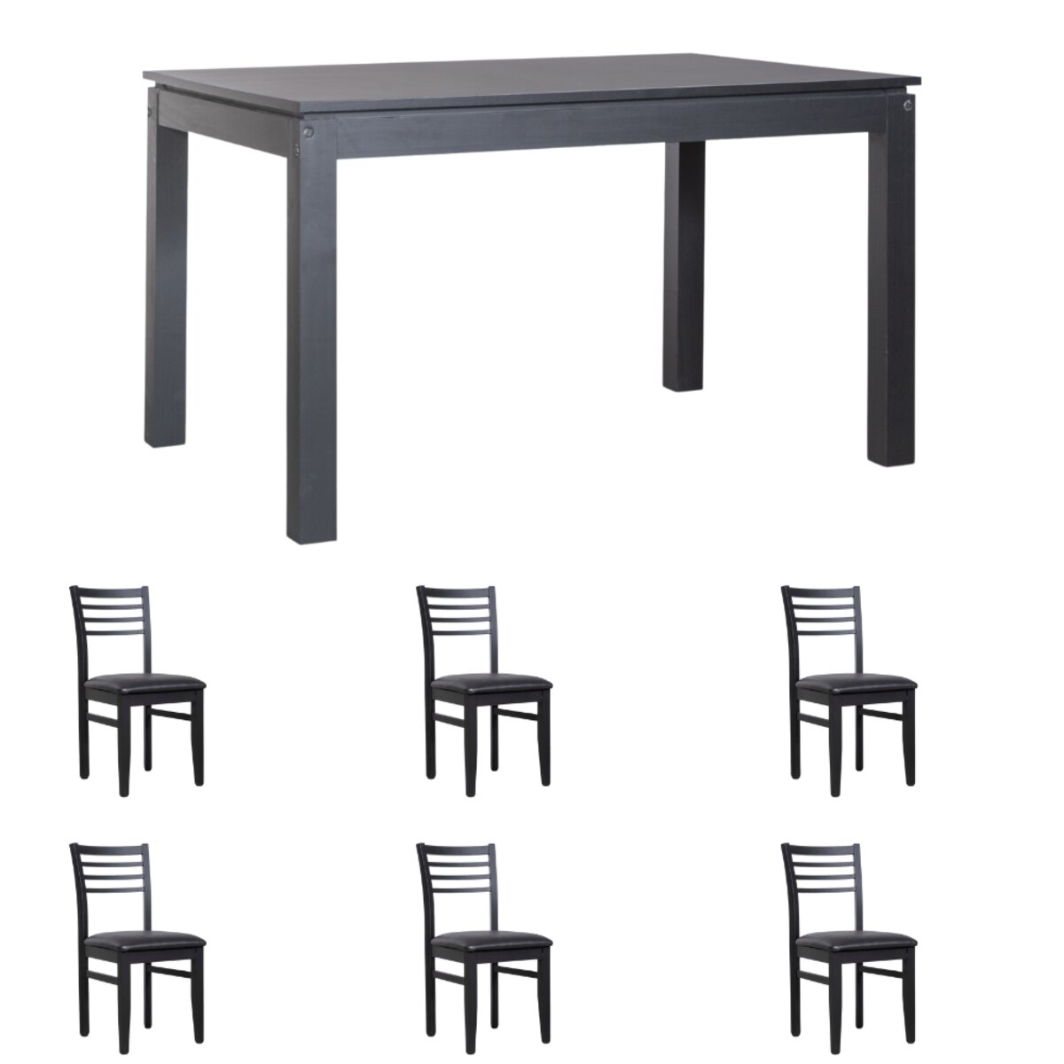 Set Moderno: Mesa 160cm + 6 Sillas Negras | Estilo Minimalista