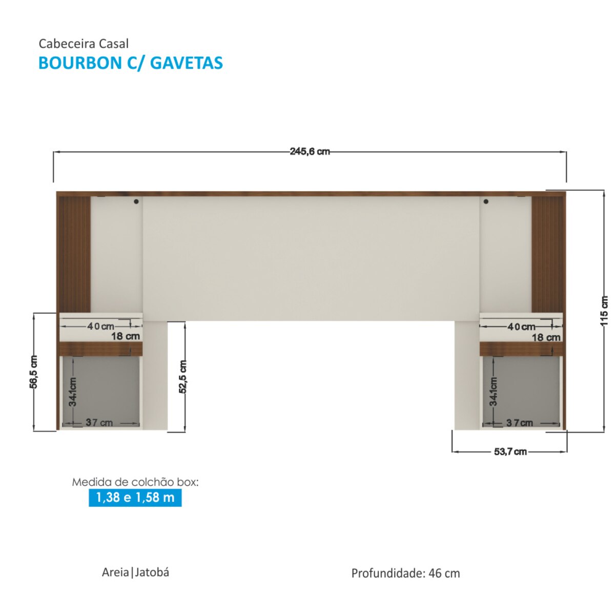RESPALDO CAMA BOURBON SANTOS ANDIRÁ 1.6 Jatobá/Areia-1
