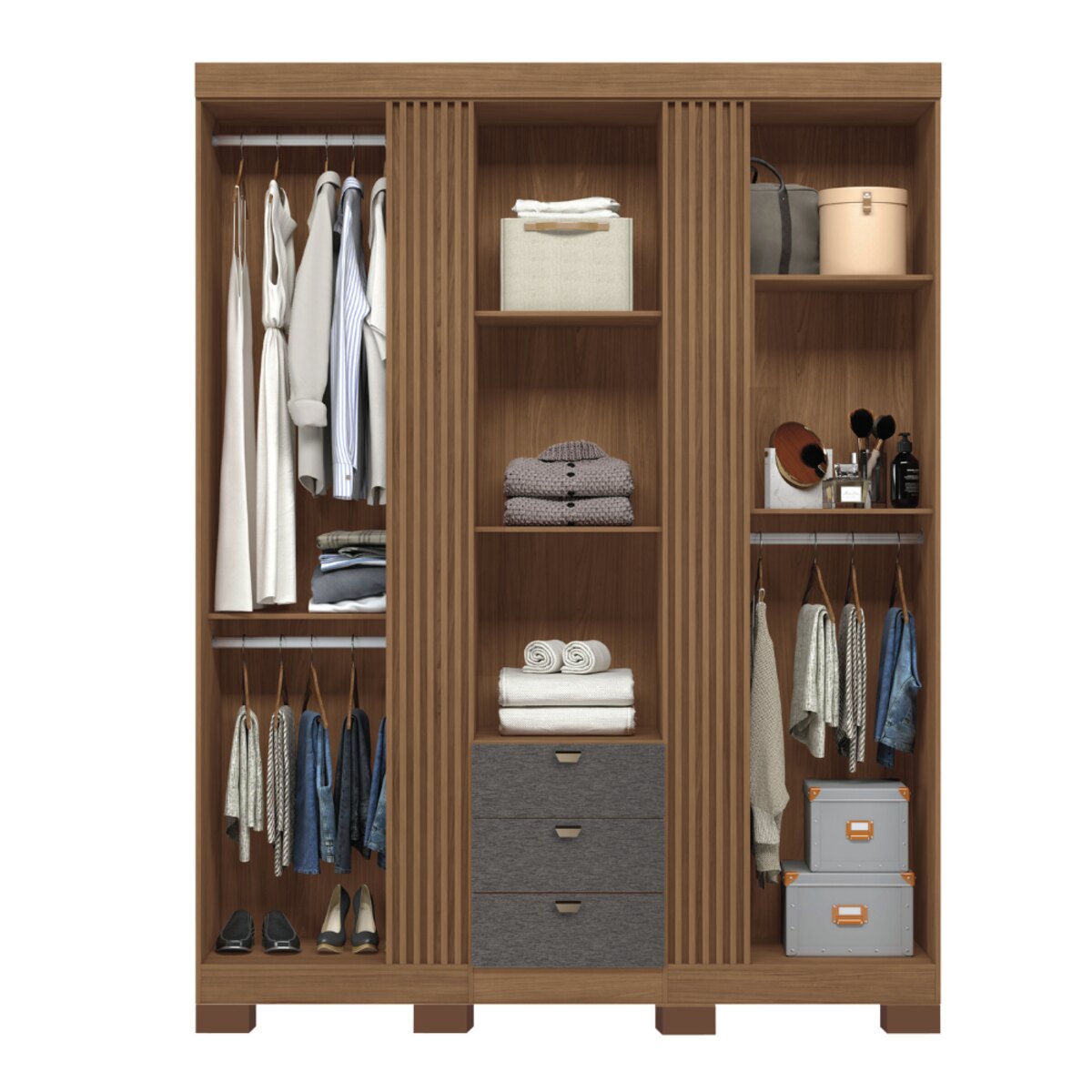 ROPERO AURORA 3.3 CON ESPEJO JATOBÁ GRAFITO-1