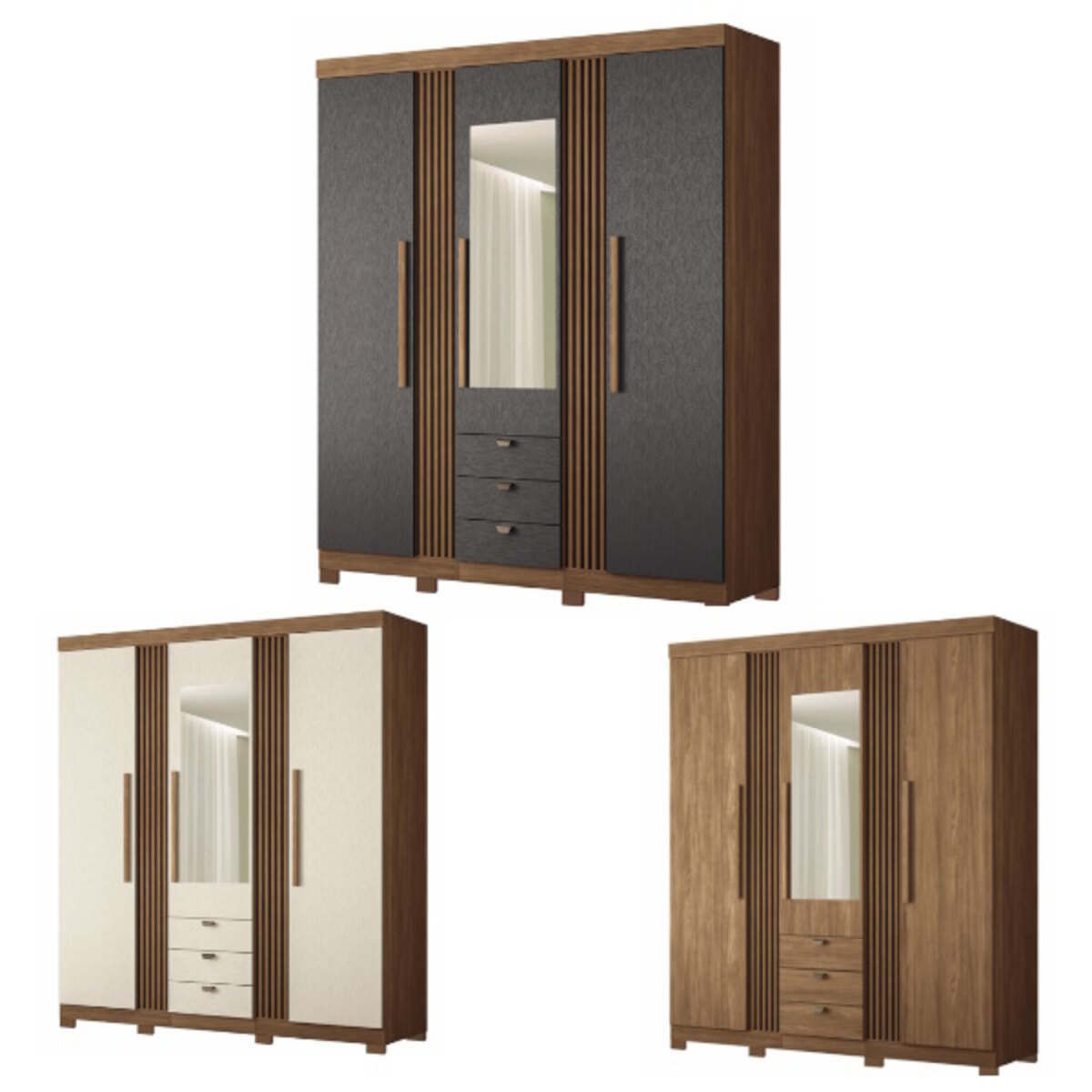 ROPERO AURORA 3.3 CON ESPEJO JATOBÁ GRAFITO-3