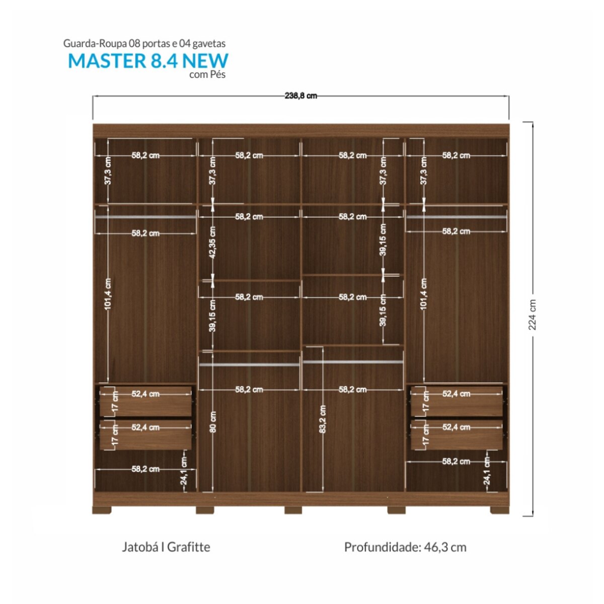 ROPERO MASTER N. 8.4 CON ESPEJO JATOBÁ-1