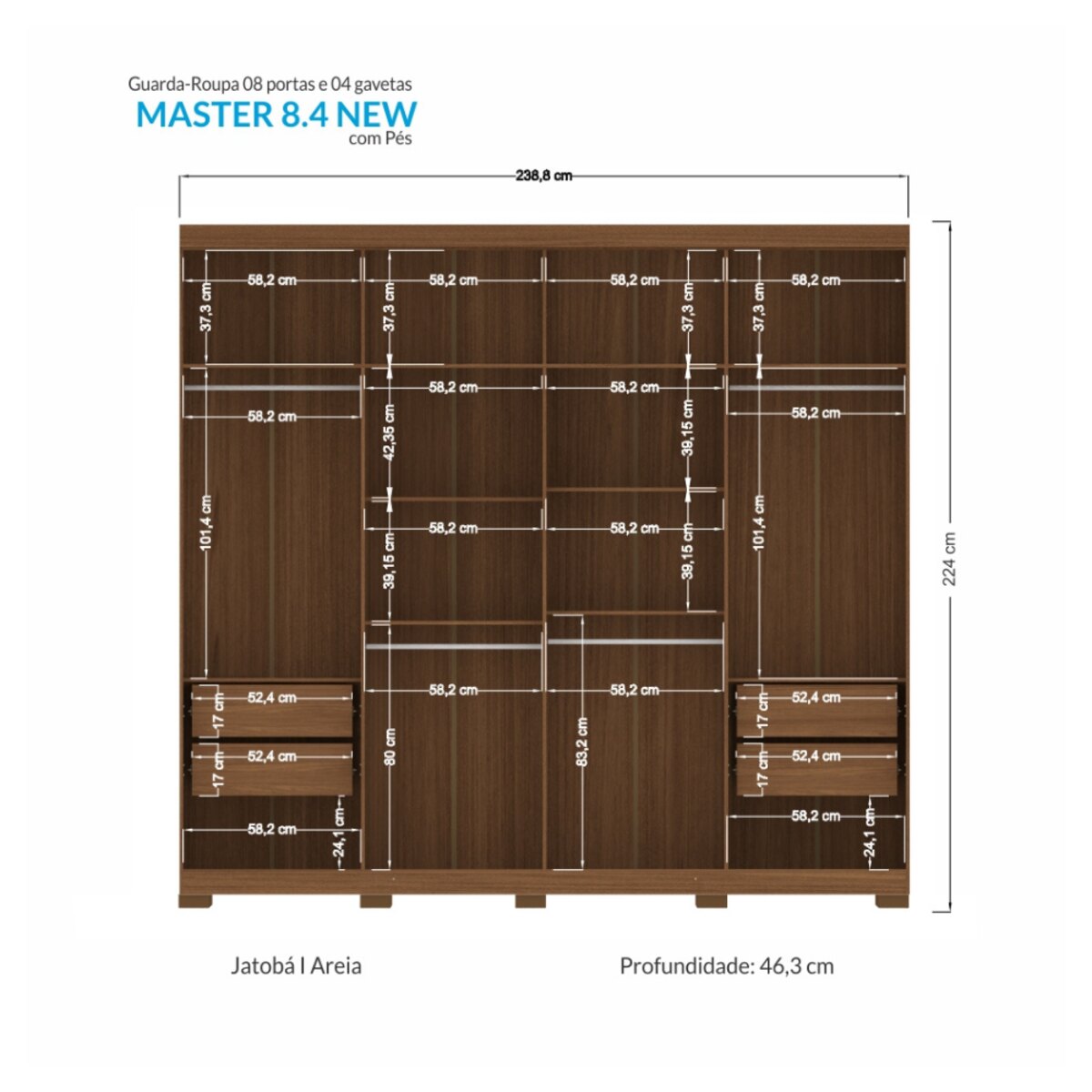 ROPERO MASTER N. 8.4 CON ESPEJO JATOBÁ/GRAFITO-1