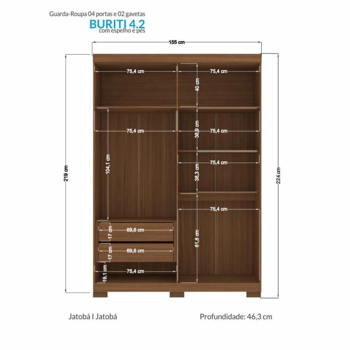 ROPERO BURITI 4 Puertas PIE-ESPEJO JATOBA-4