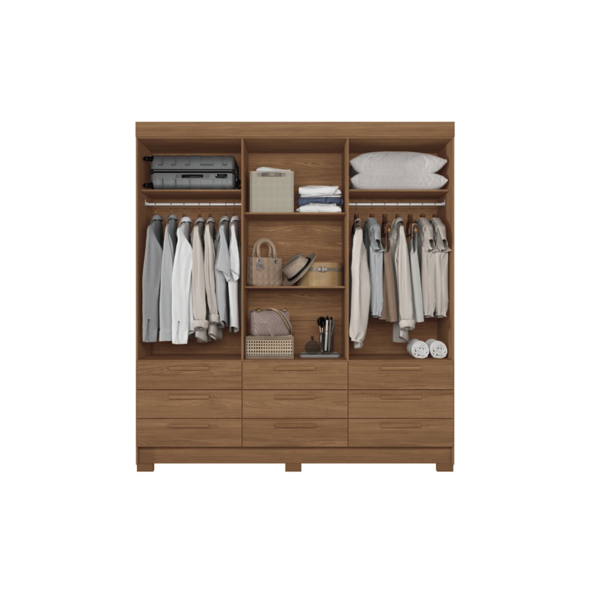 Placard Colombo 6 Puertas 9 Cajones Jatoba/Arena