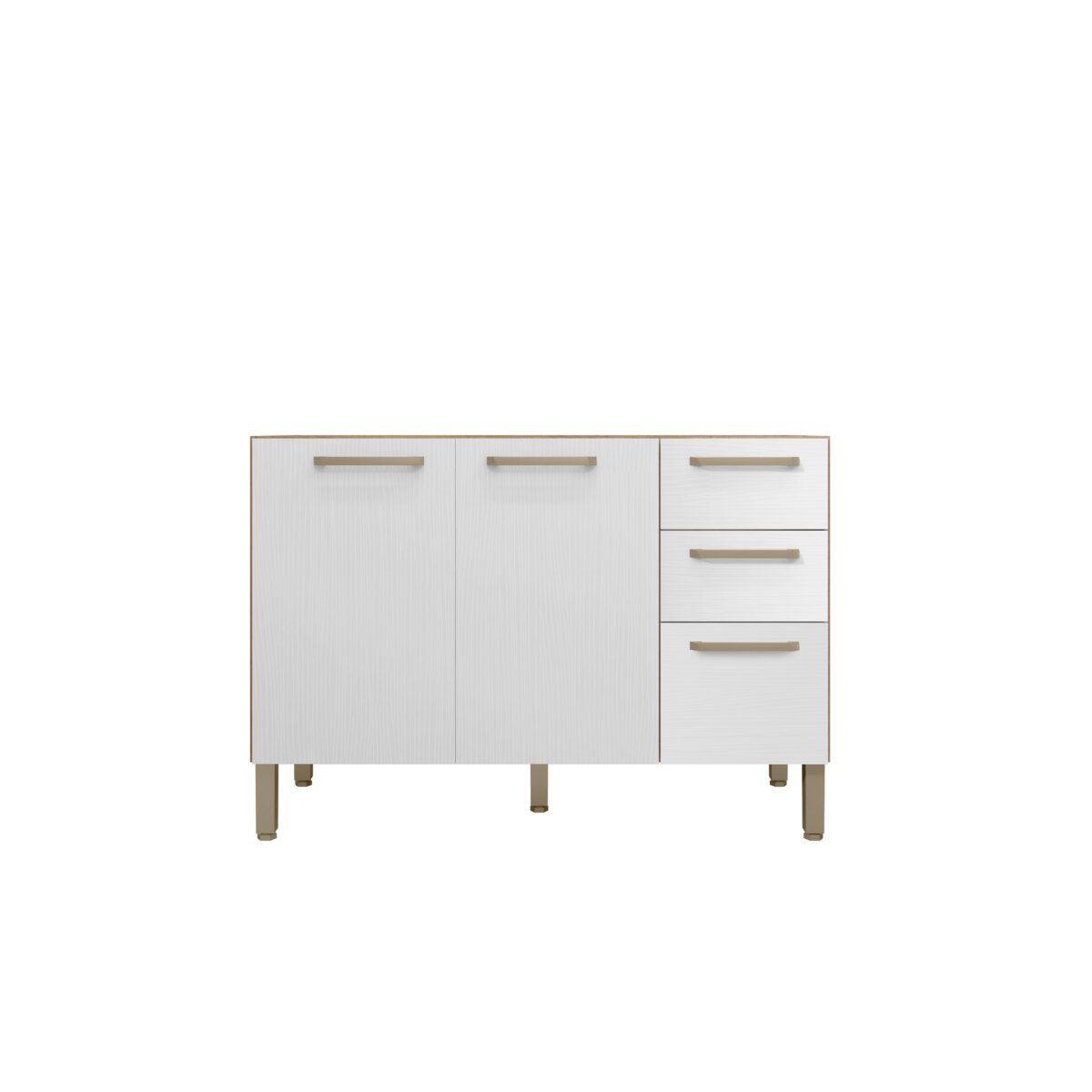 Bajo Mesada Cocina 120Cm Blanco Freijo Kit Paraná Mueble