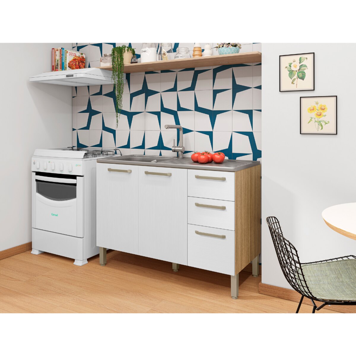 Bajo Mesada Cocina 120Cm Blanco Freijo Kit Paraná Mueble-4