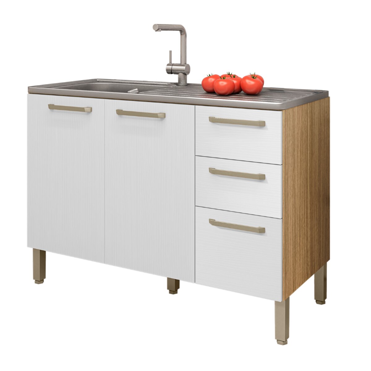 Bajo Mesada Cocina 120Cm Blanco Freijo Kit Paraná Mueble-2