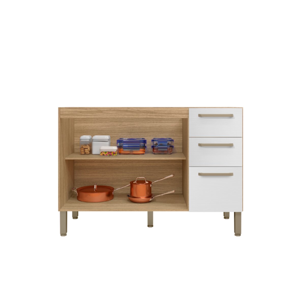 Bajo Mesada Cocina 120Cm Blanco Freijo Kit Paraná Mueble-3