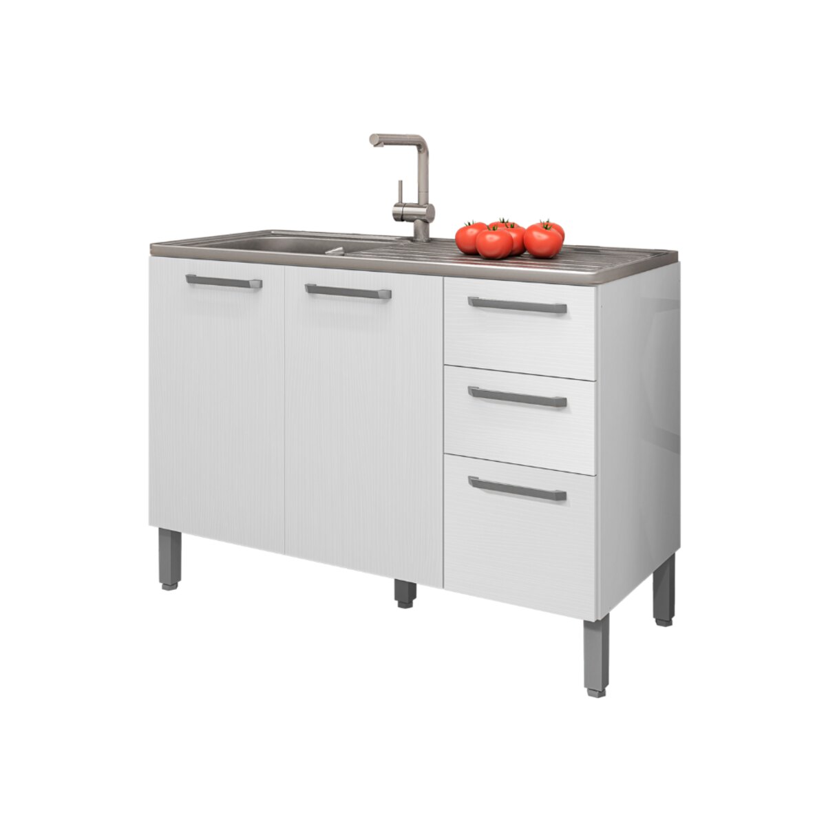 Bajo Mesada Cocina 120Cm Blanco supremo gris Kit Paraná Mueble-2