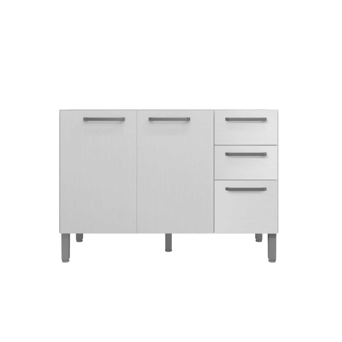 Bajo Mesada Cocina 120Cm Blanco supremo gris Kit Paraná Mueble
