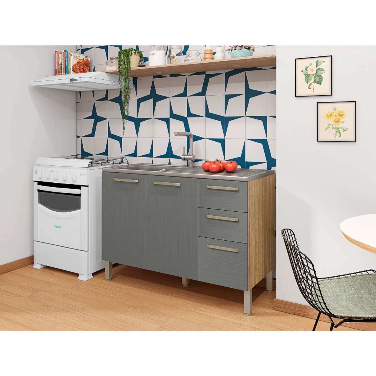 Bajo Mesada Cocina 120Cm Freijo gris Kit Paraná Mueble-3