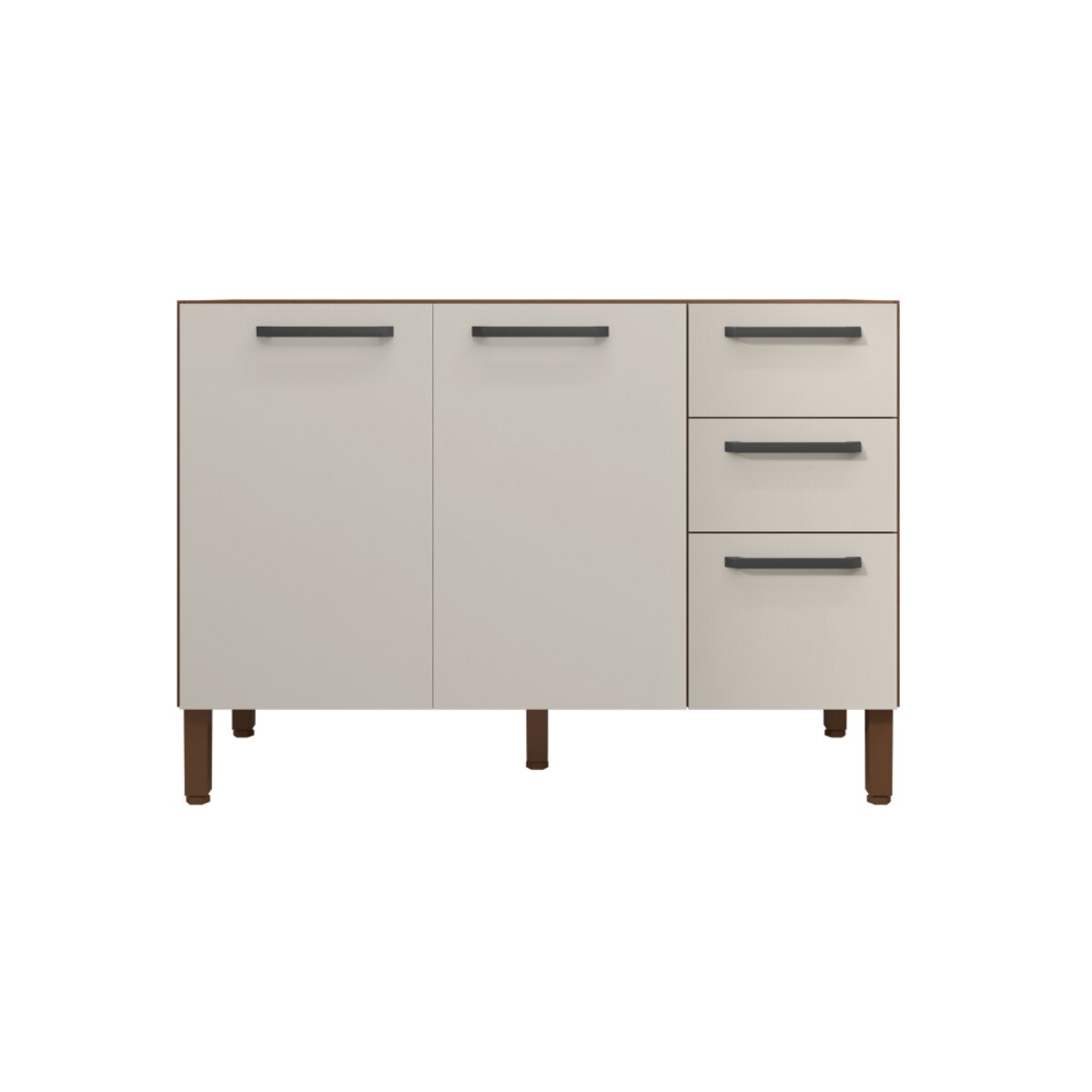 Bajo Mesada Cocina Nuez con Blanco120cm x 85cm 2 puertas 3 cajones-0