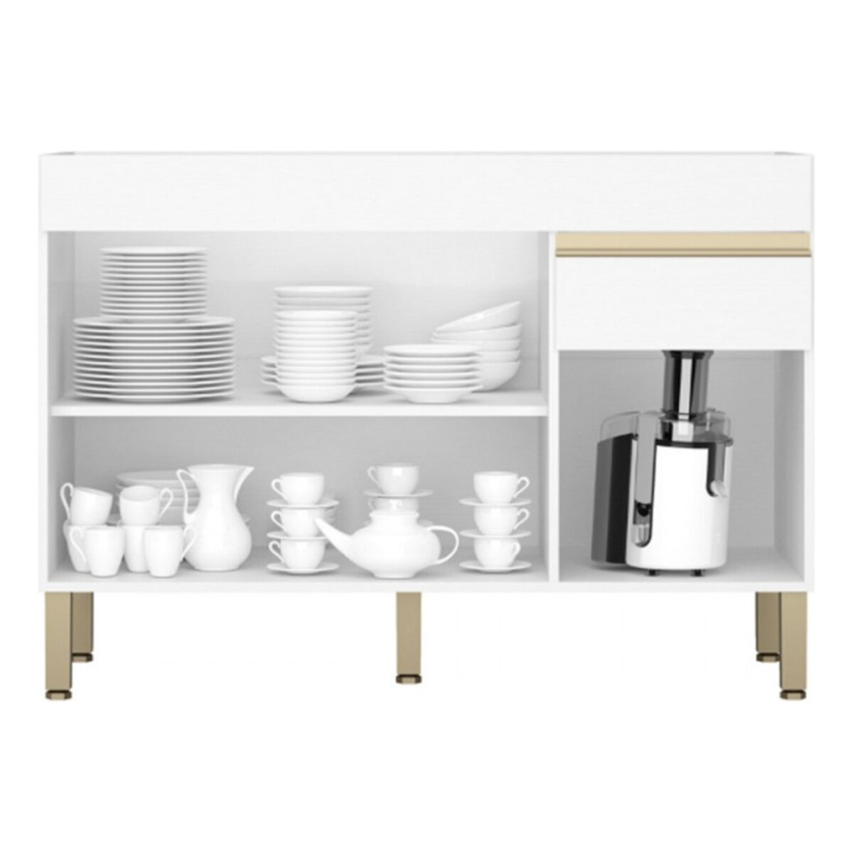 Bajo Mesada Cocina 3 Puertas + Cajón 120x85cm Blanco - MDP-2
