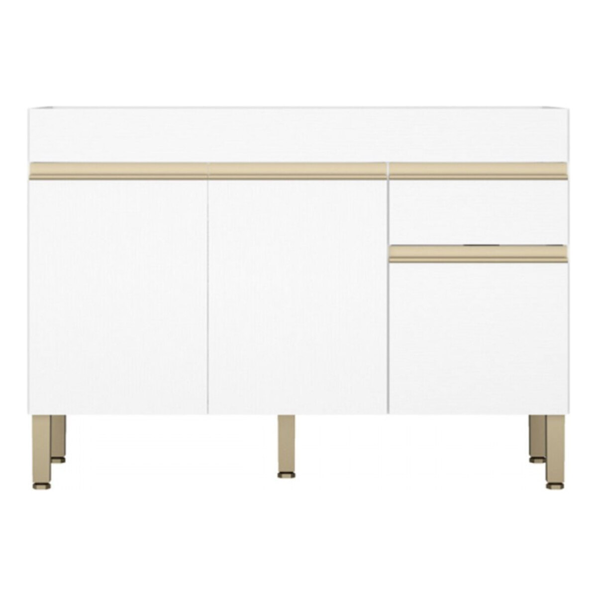 Bajo Mesada Cocina 3 Puertas + Cajón 120x85cm Blanco - MDP