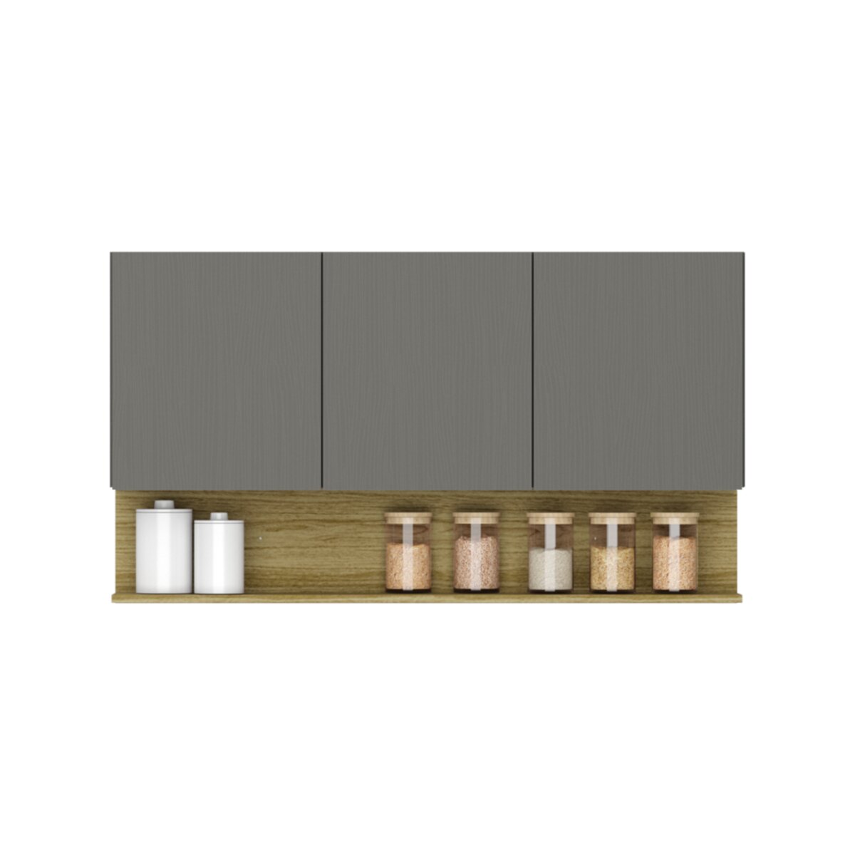Alacena Cocina 3 Puertas + Estante 120cm Gris Organizador