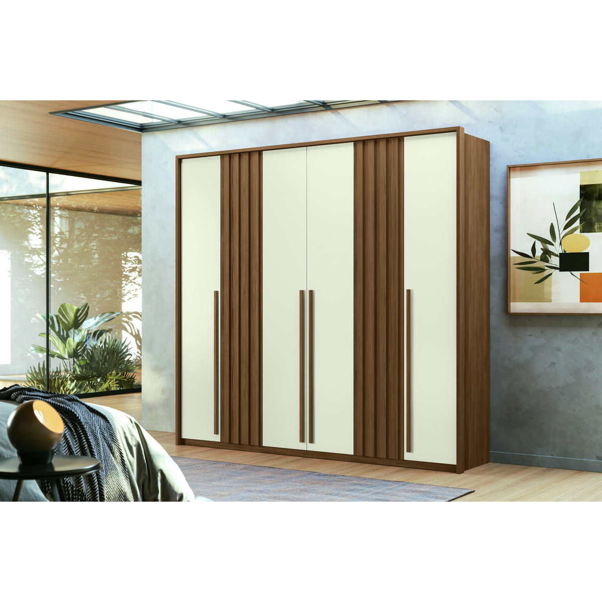 Placard Coimbra 6 Puertas 4 Cajones Jatoba Arena C/ Pies-2