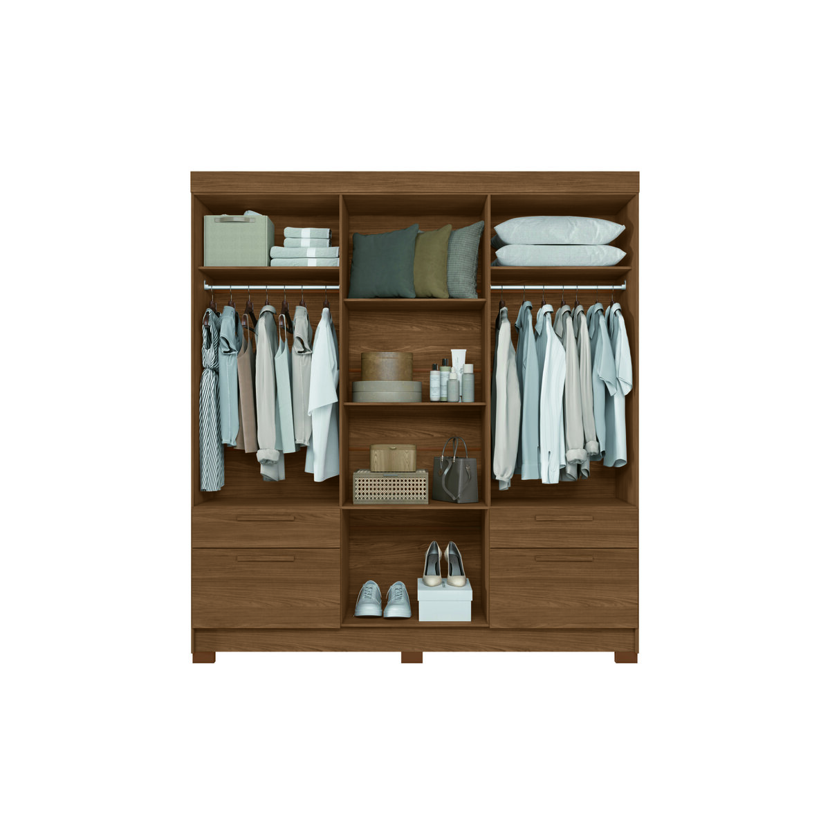 Placard Curitiba 8 Puertas 4 Cajones Jatoba C/ Pies PVC 8.4-3