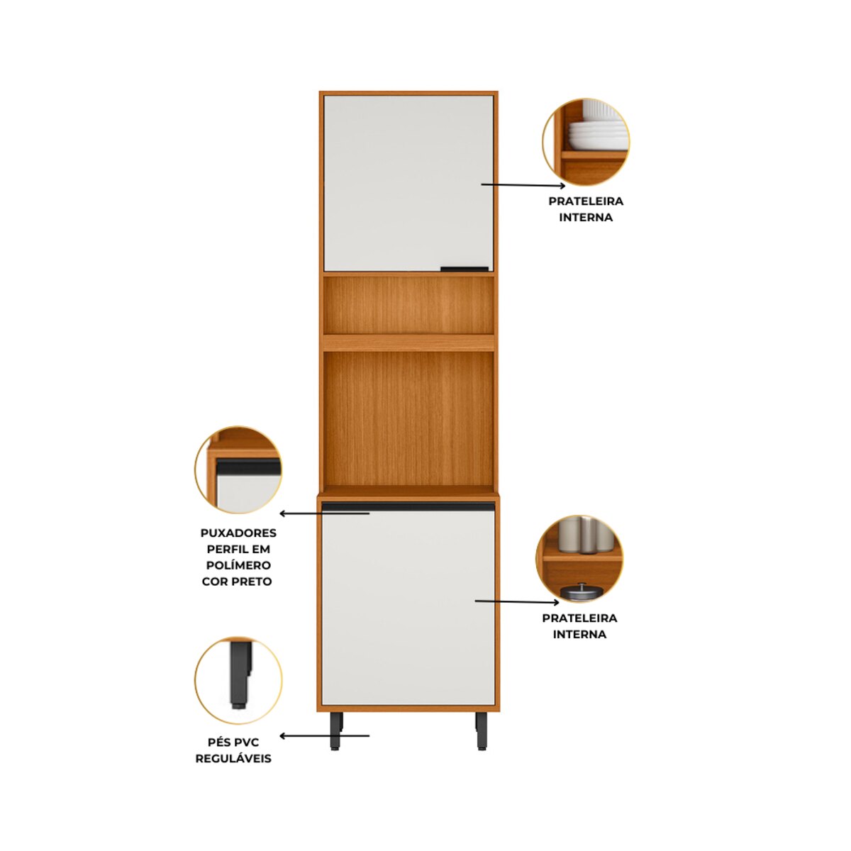 Despensero Doble 3 Puertas FreiJó UV 220cm - MDP 60cm-1