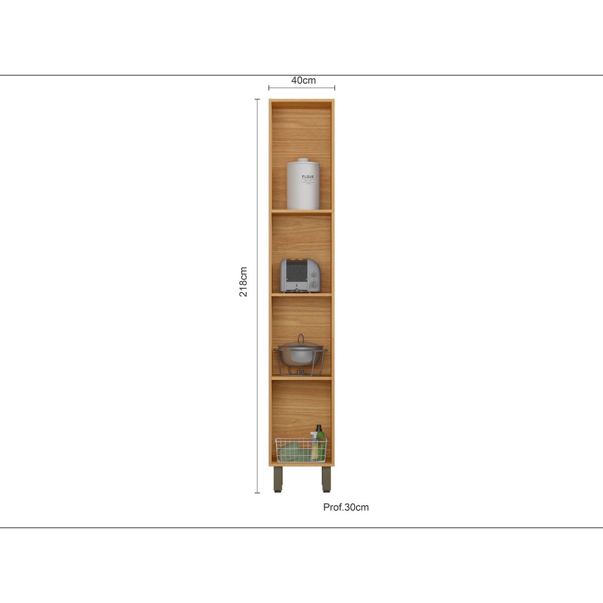 Despensero Malta 2P FreiJó 218cm - 4 Estantes MDP 40cm-2