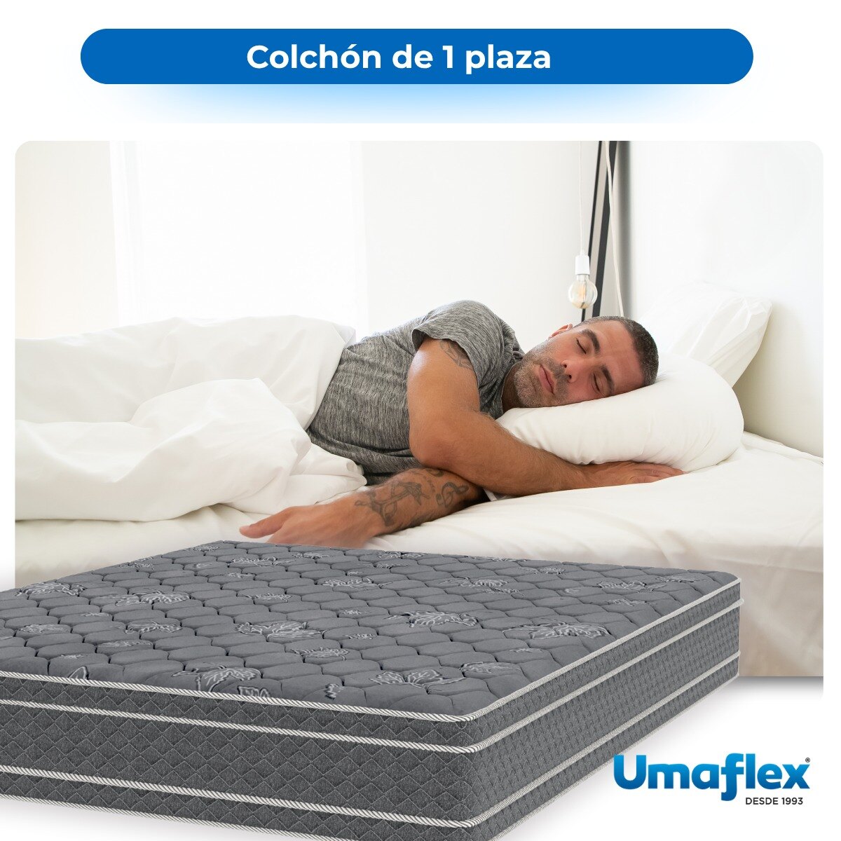 Colchón Ocean Roll Pack 1 Plaza Resortes Caja Gris-1