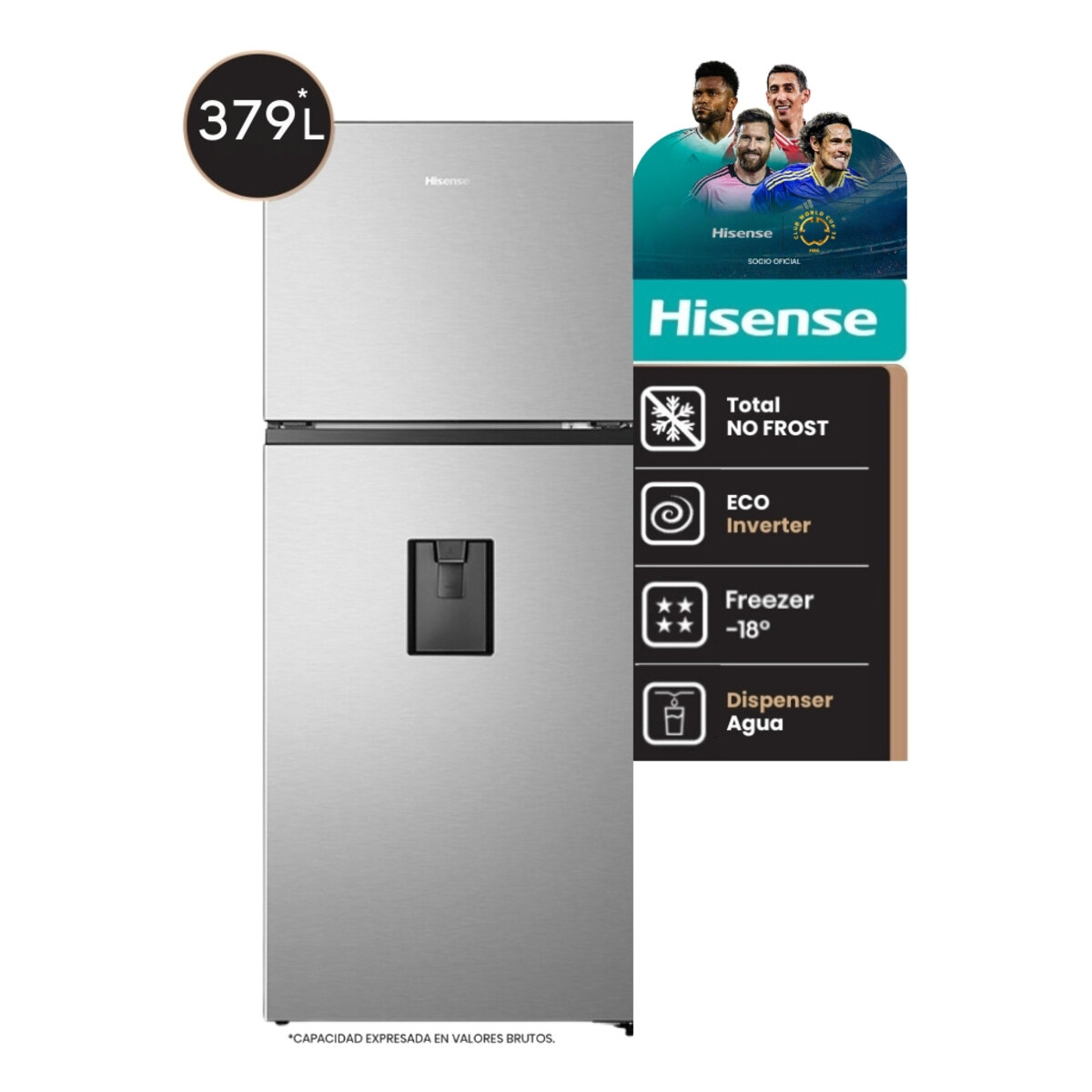 Heladera Inverter Hisense Con Freezer No Frost 379l
