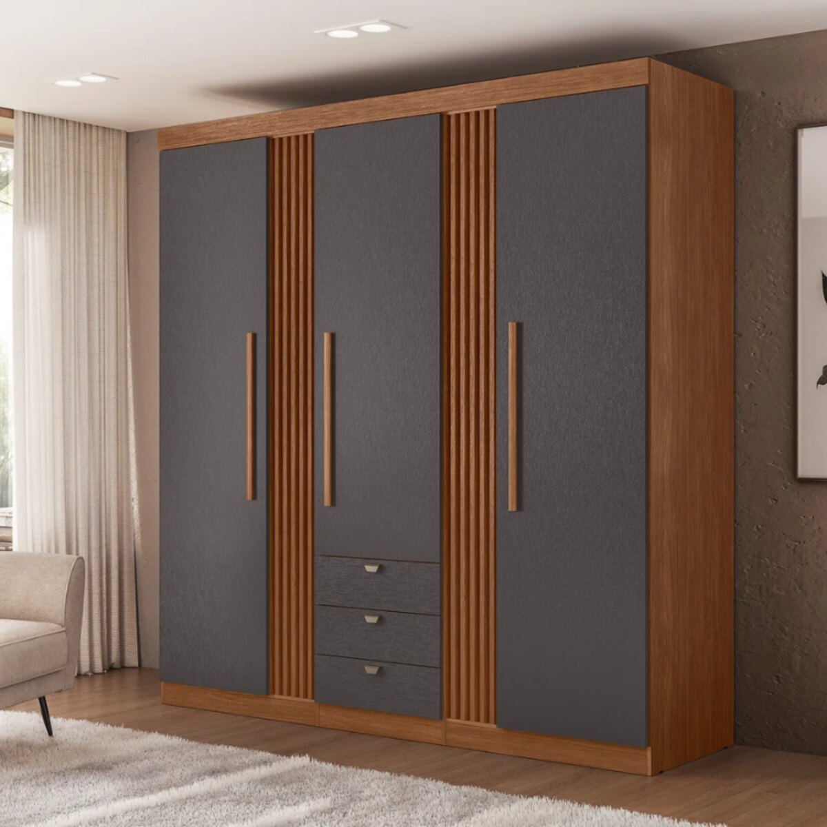 PLACARD ROPERO AURORA 3.3 JATOBA/GRAFITO 3 PUERTAS-4