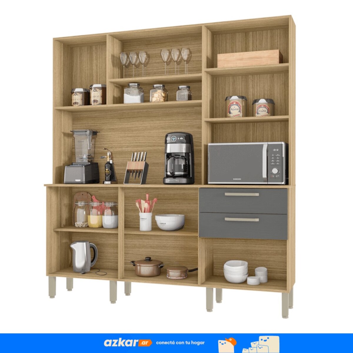 Juego De Muebles De Cocina Ferrara MDF 15 mm Freijo Moderno-1