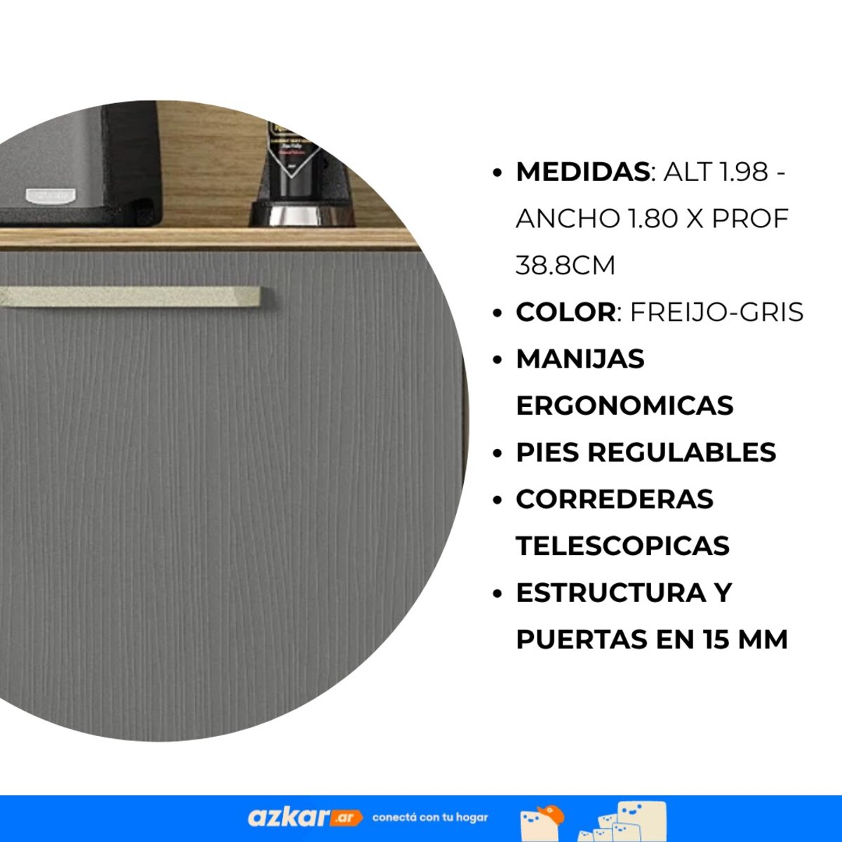 Juego De Muebles De Cocina Ferrara MDF 15 mm Freijo Moderno-2