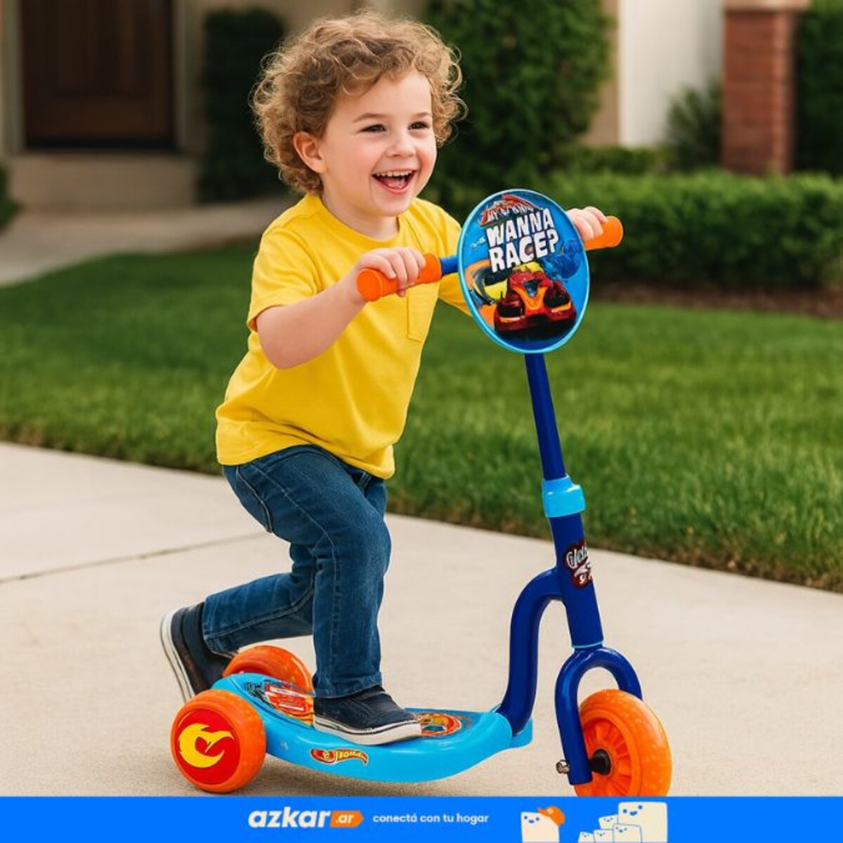 Scooter Hot Wheels 3 Ruedas Azul Antideslizante Infantil-2