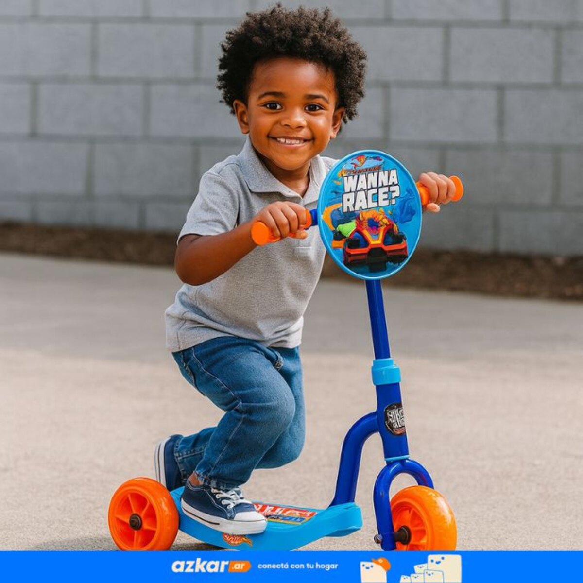 Scooter Hot Wheels 3 Ruedas Azul Antideslizante Infantil-1