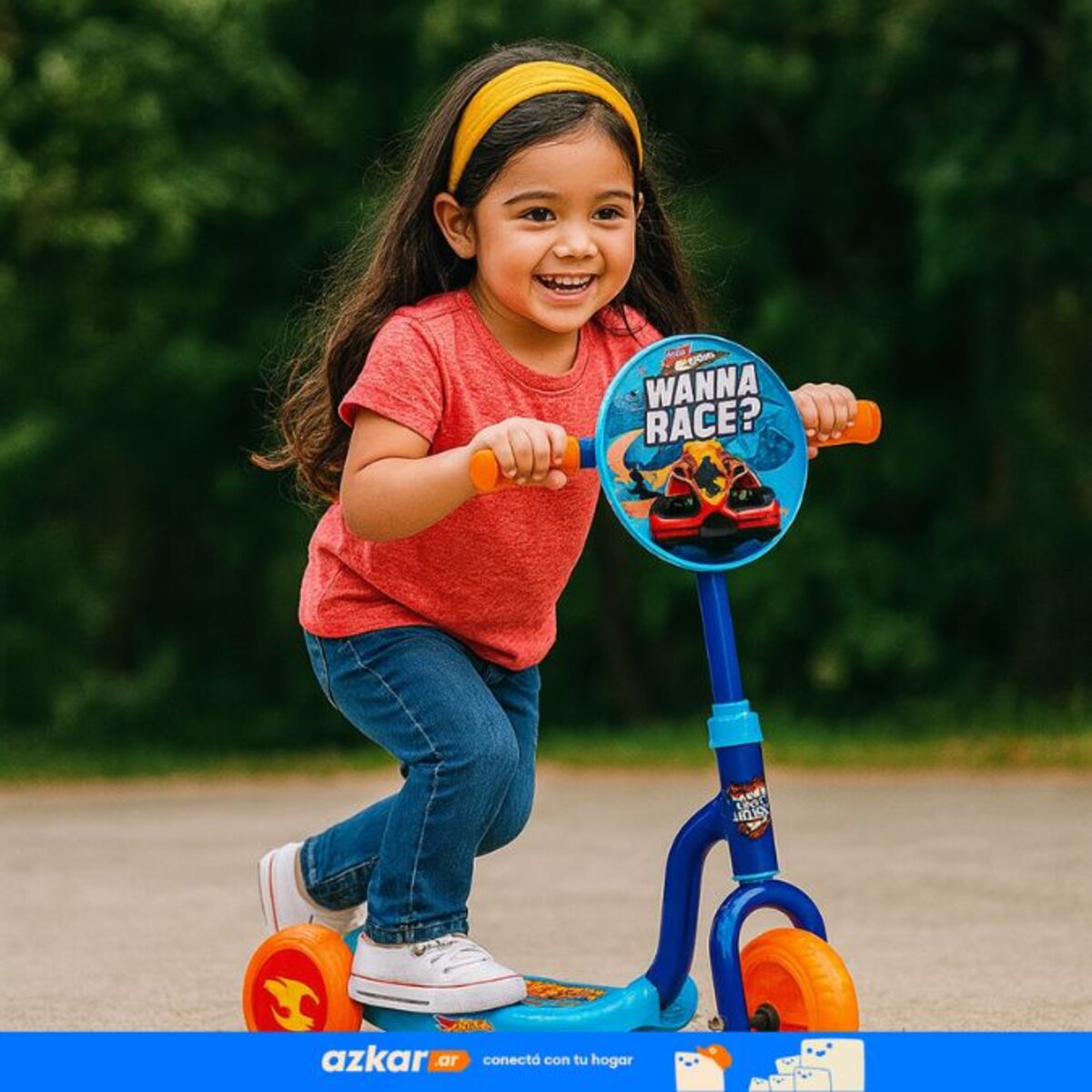 Scooter Hot Wheels 3 Ruedas Azul Antideslizante Infantil-3
