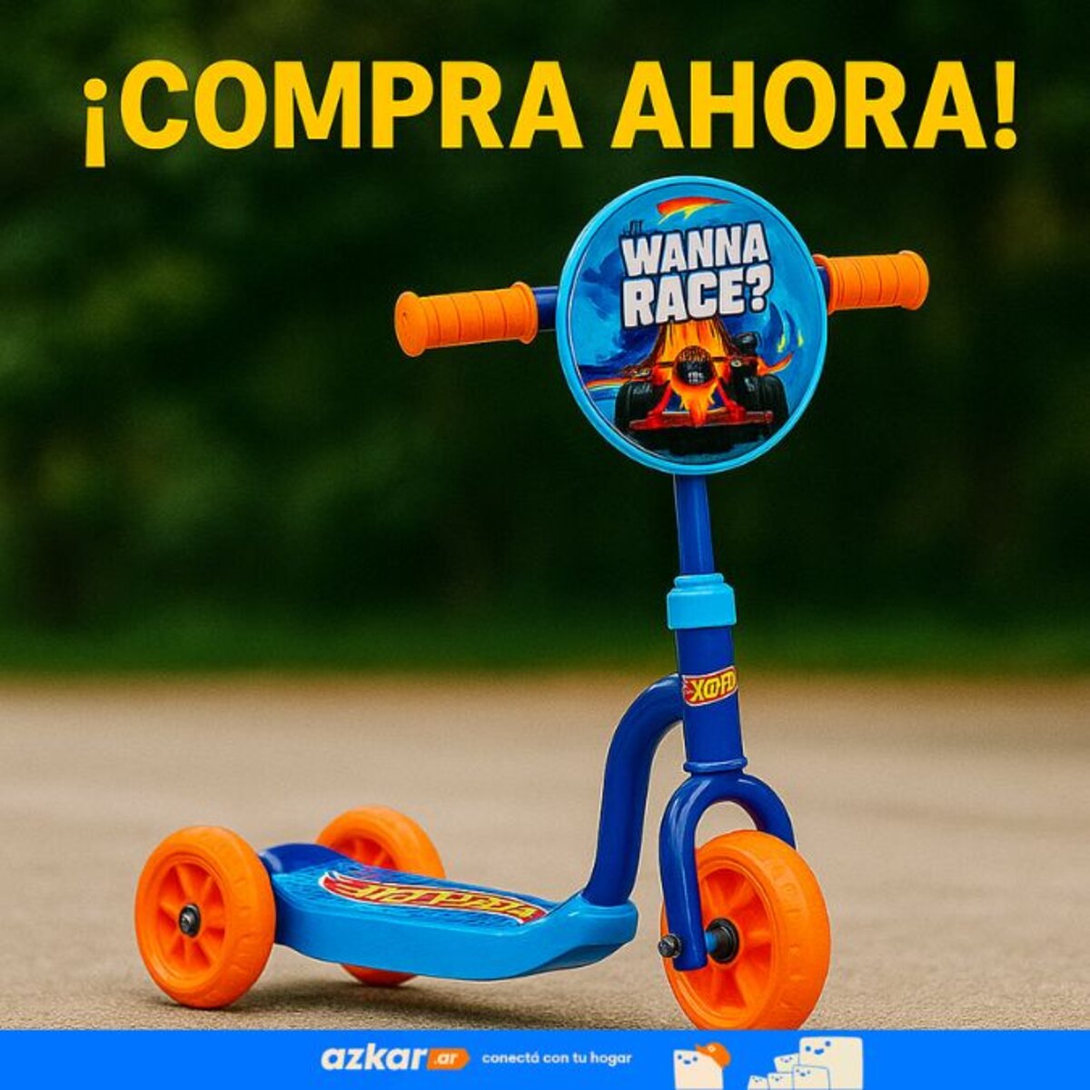 Scooter Hot Wheels 3 Ruedas Azul Antideslizante Infantil-4