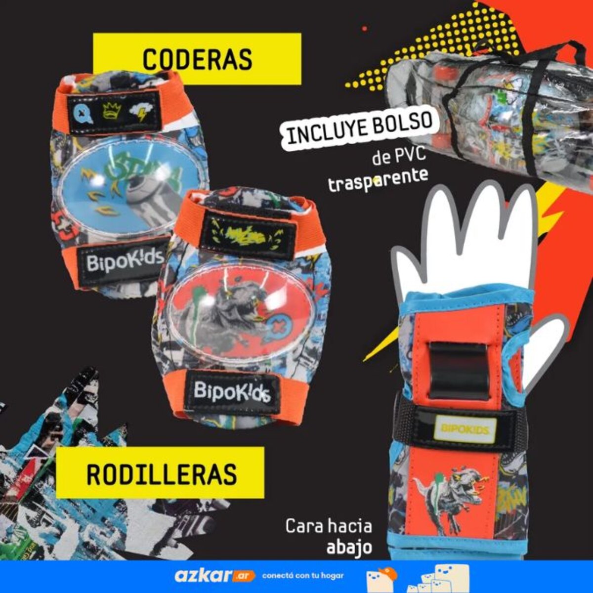 Patineta 80cm Set De Protecciones Bipokids Dinosaurio-4