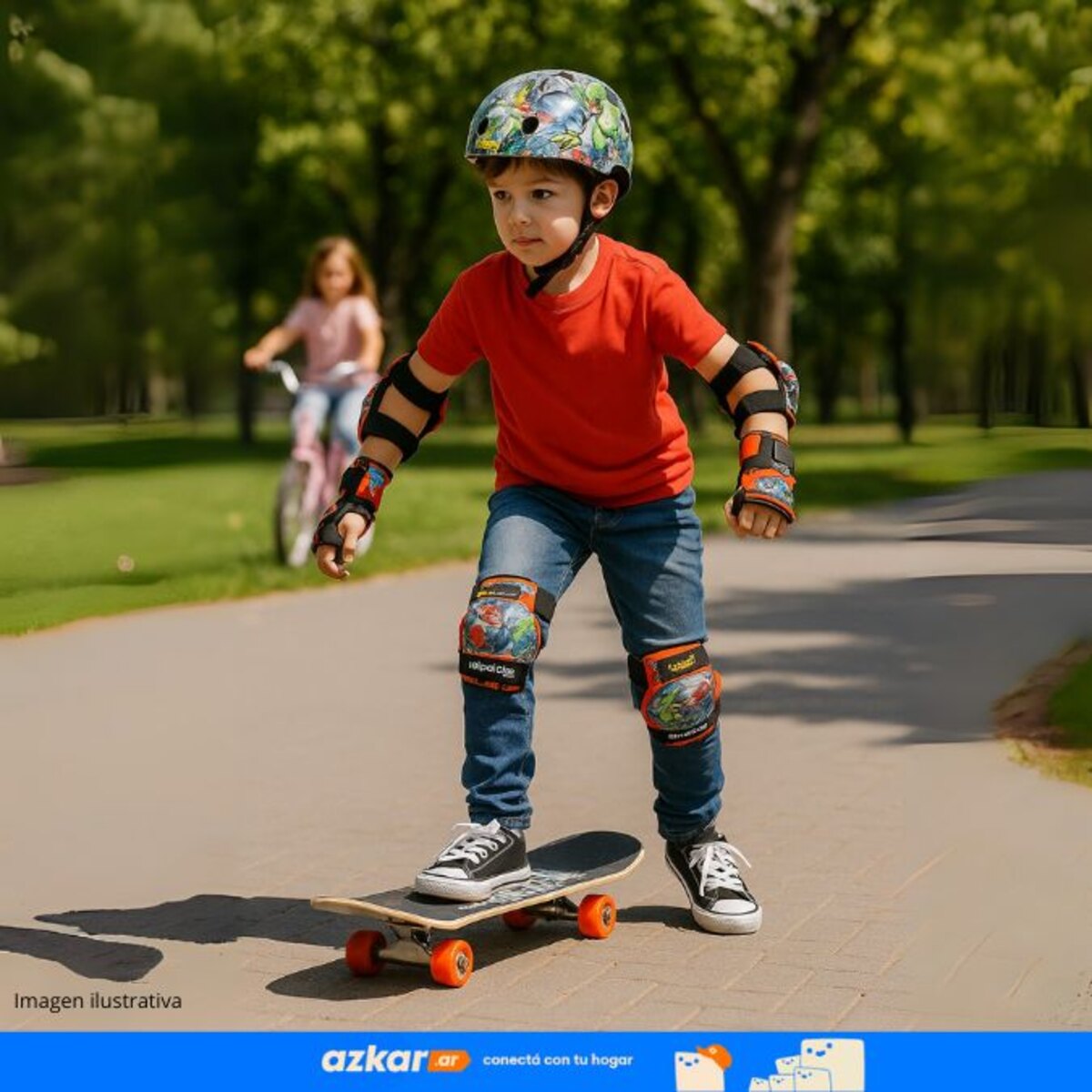 Patineta 80cm Set De Protecciones Bipokids Dinosaurio-2