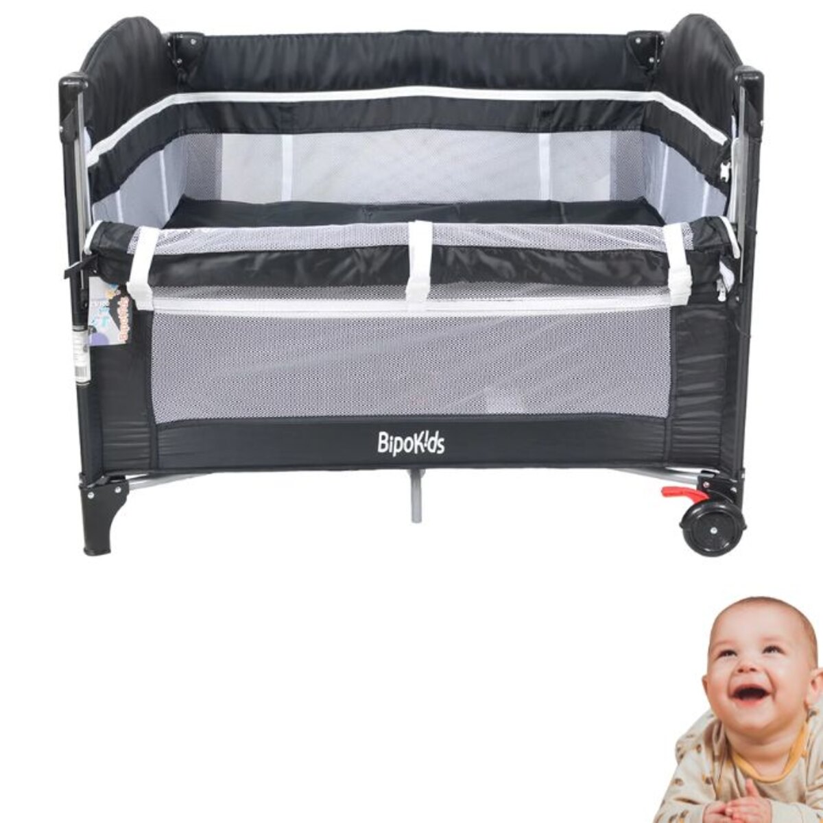 Practicuna Colecho Bolso Plegable Bipokids Negro tela Liso