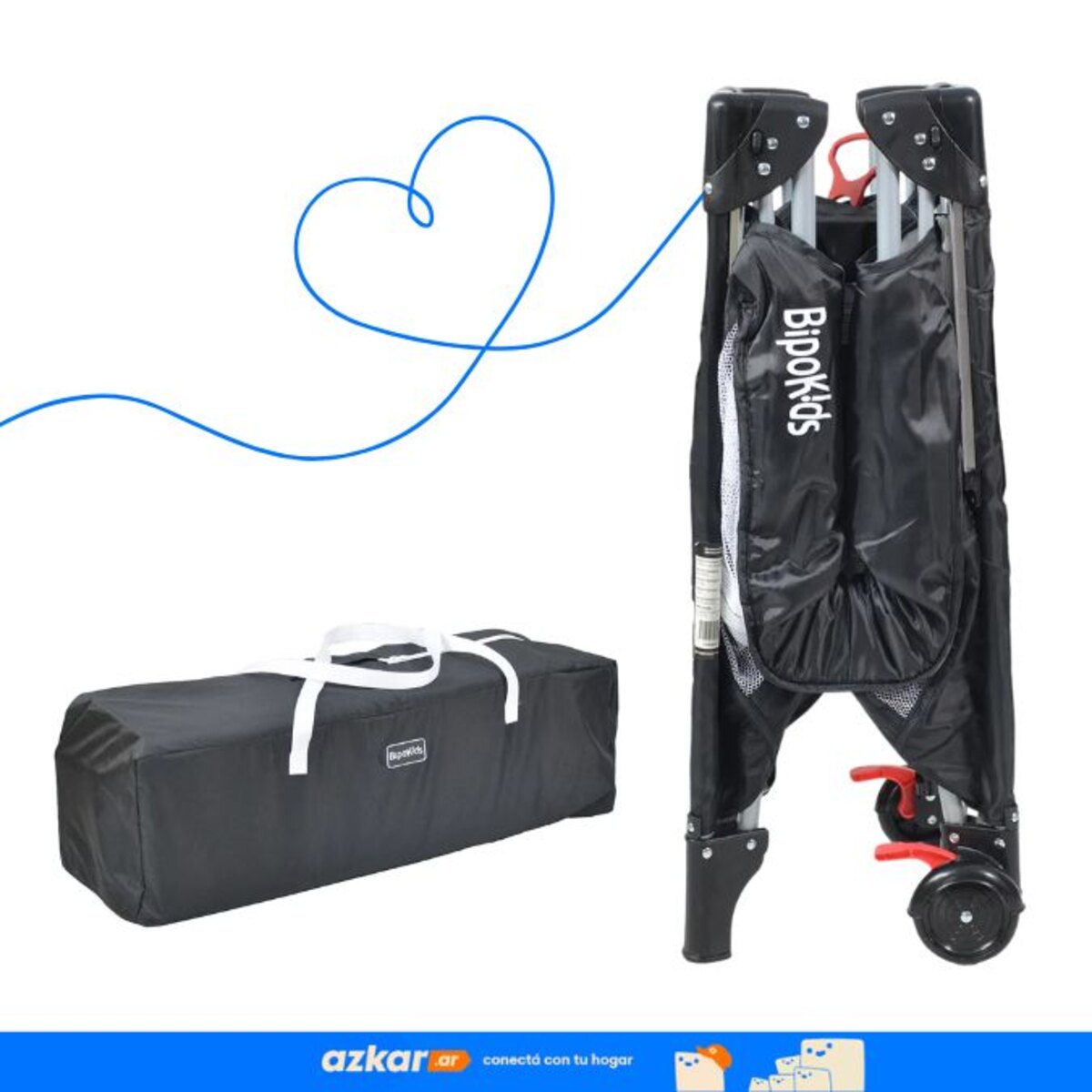 Practicuna Colecho Bolso Plegable Bipokids Negro tela Liso-4