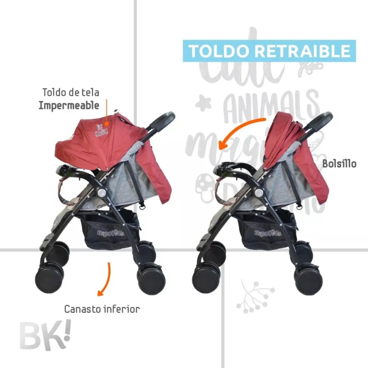 Cochecito Bipo Rider Ultra Liviano Plegable Reclinado-3