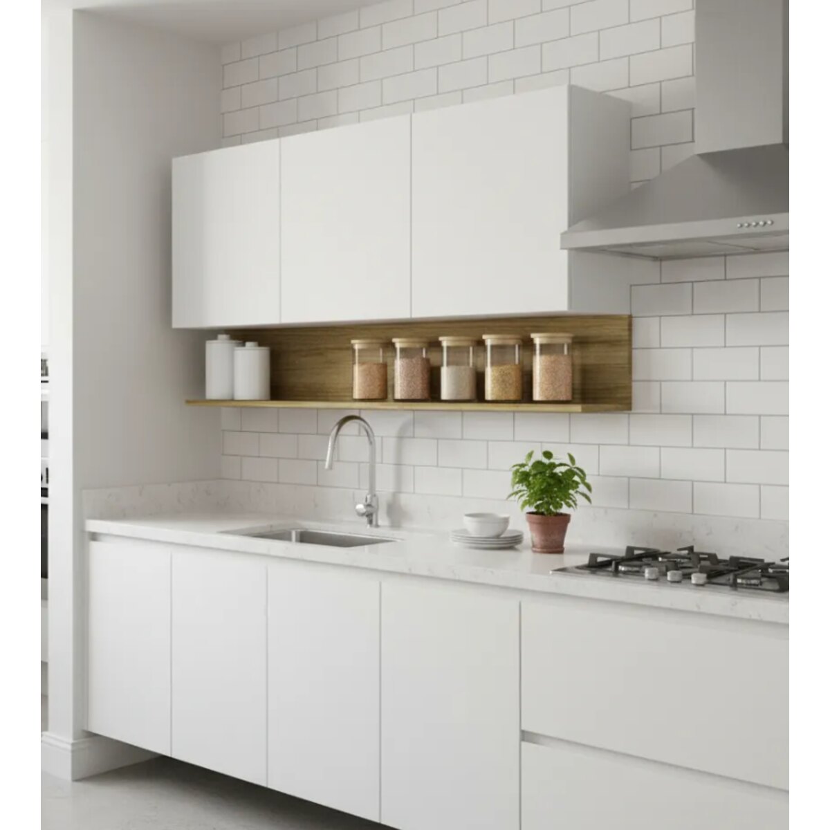 Alacena Cocina 3 Puertas Blanco Supremo 120cm Moderna 15mm-1