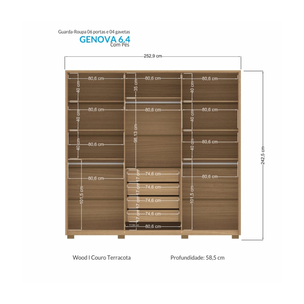 ROPERO GENOVA 6PUERTAS WOOD/TERRACOTA-2