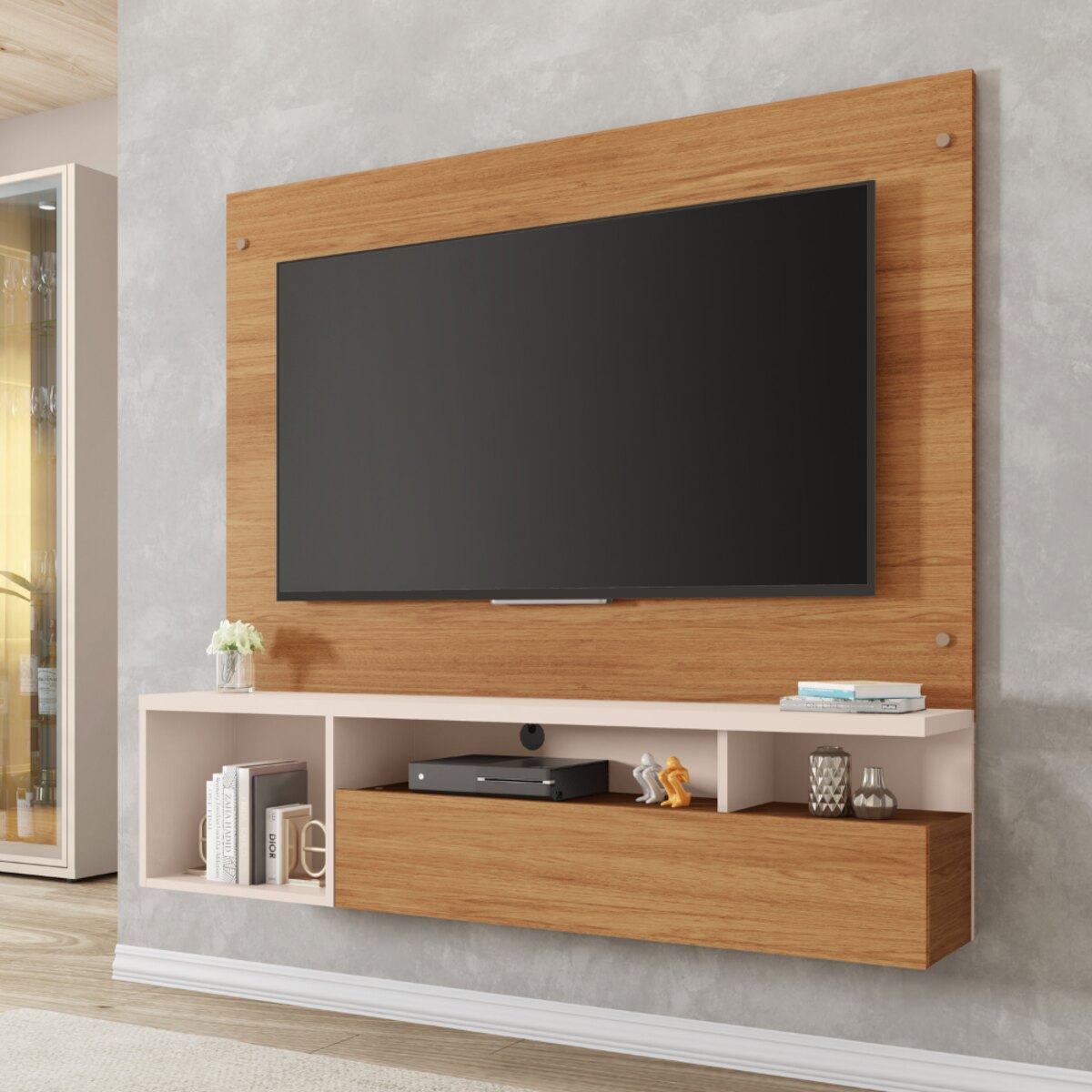 MUEBLE ORGANIZADOR PANEL TV 55"BRASIL FREIJO/BLANCO-4
